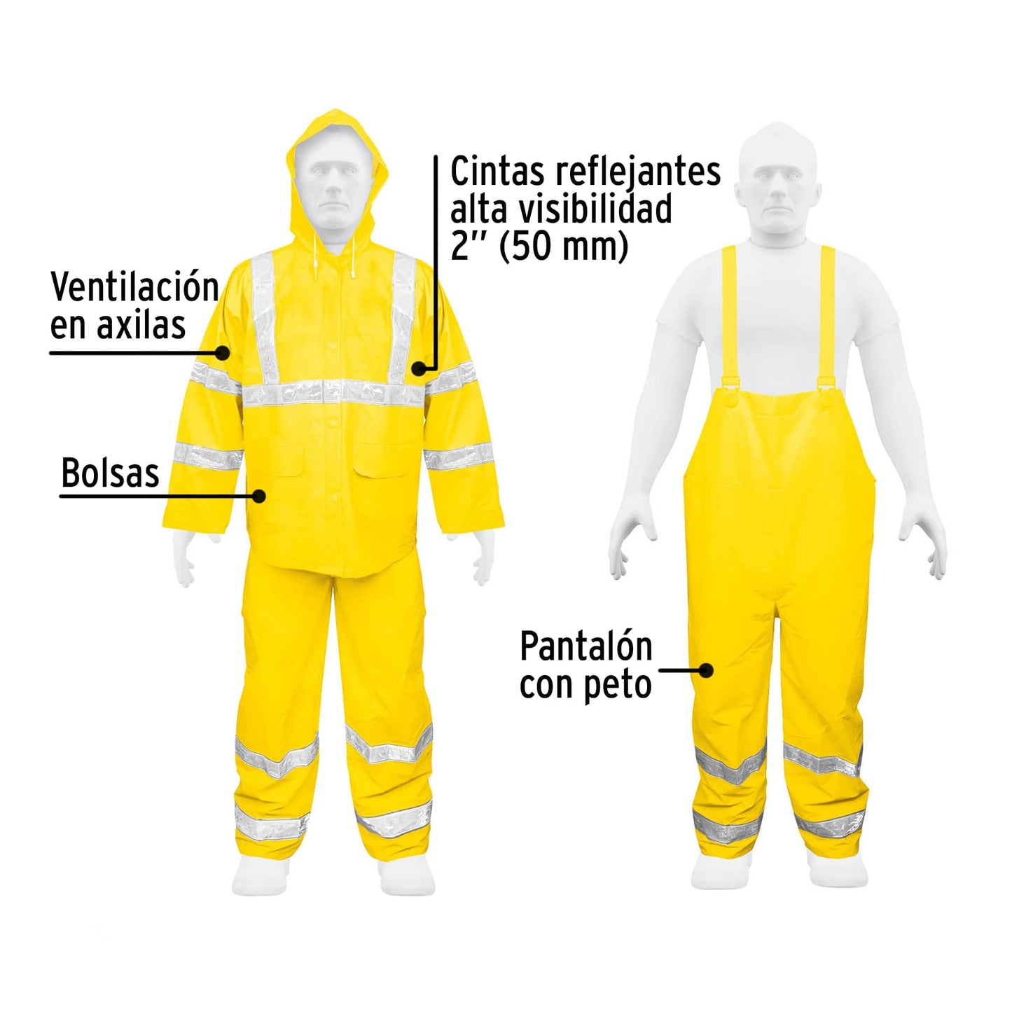 Conjunto impermeable doble capa amarillo con reflejante, G TRA-REF-L 18417 MM00