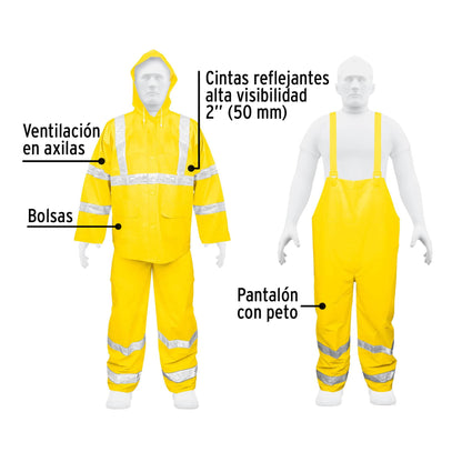 Conjunto impermeable doble capa amarillo con reflejante, G TRA-REF-L 18417 MM00