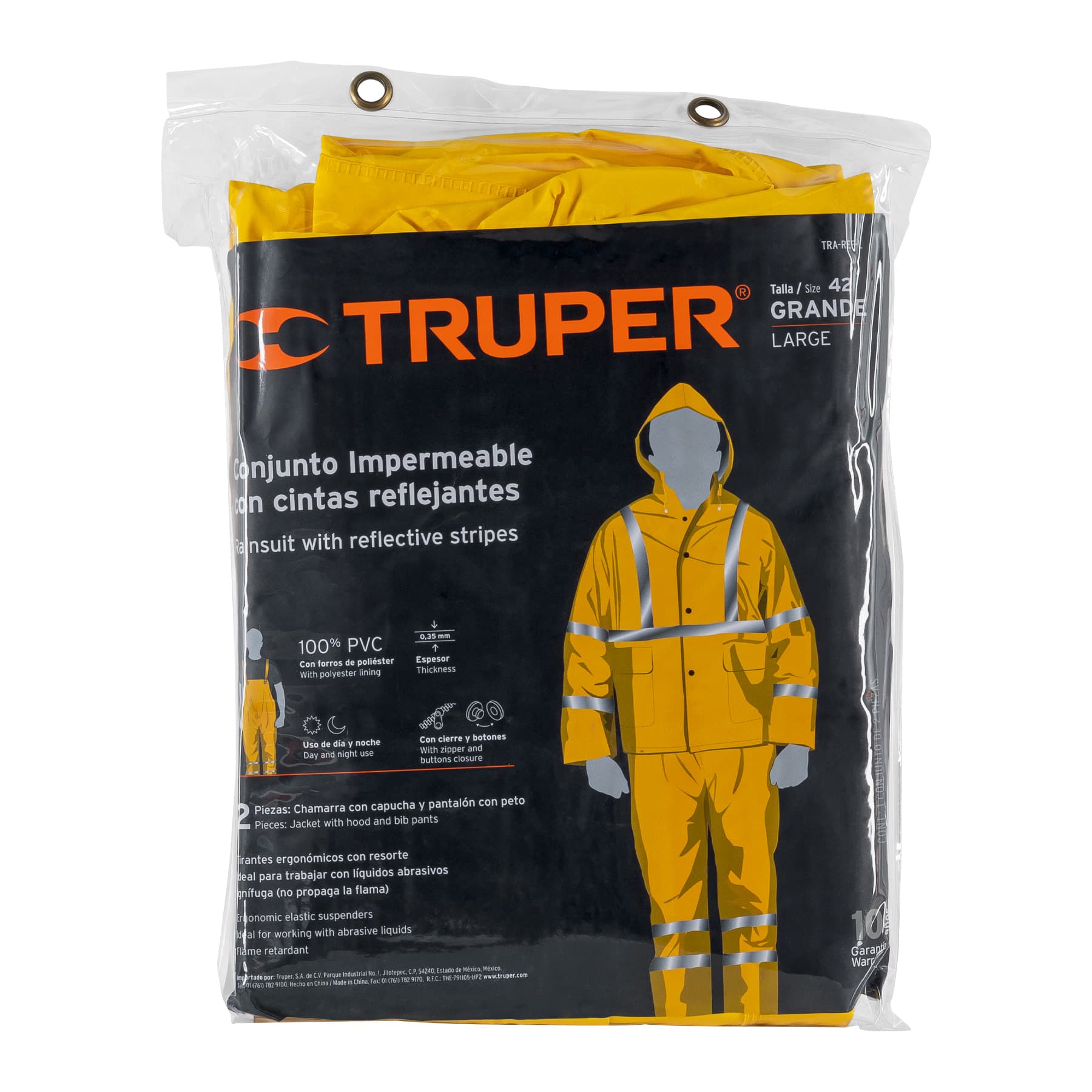 Conjunto impermeable doble capa amarillo con reflejante, G TRA-REF-L 18417 MM00