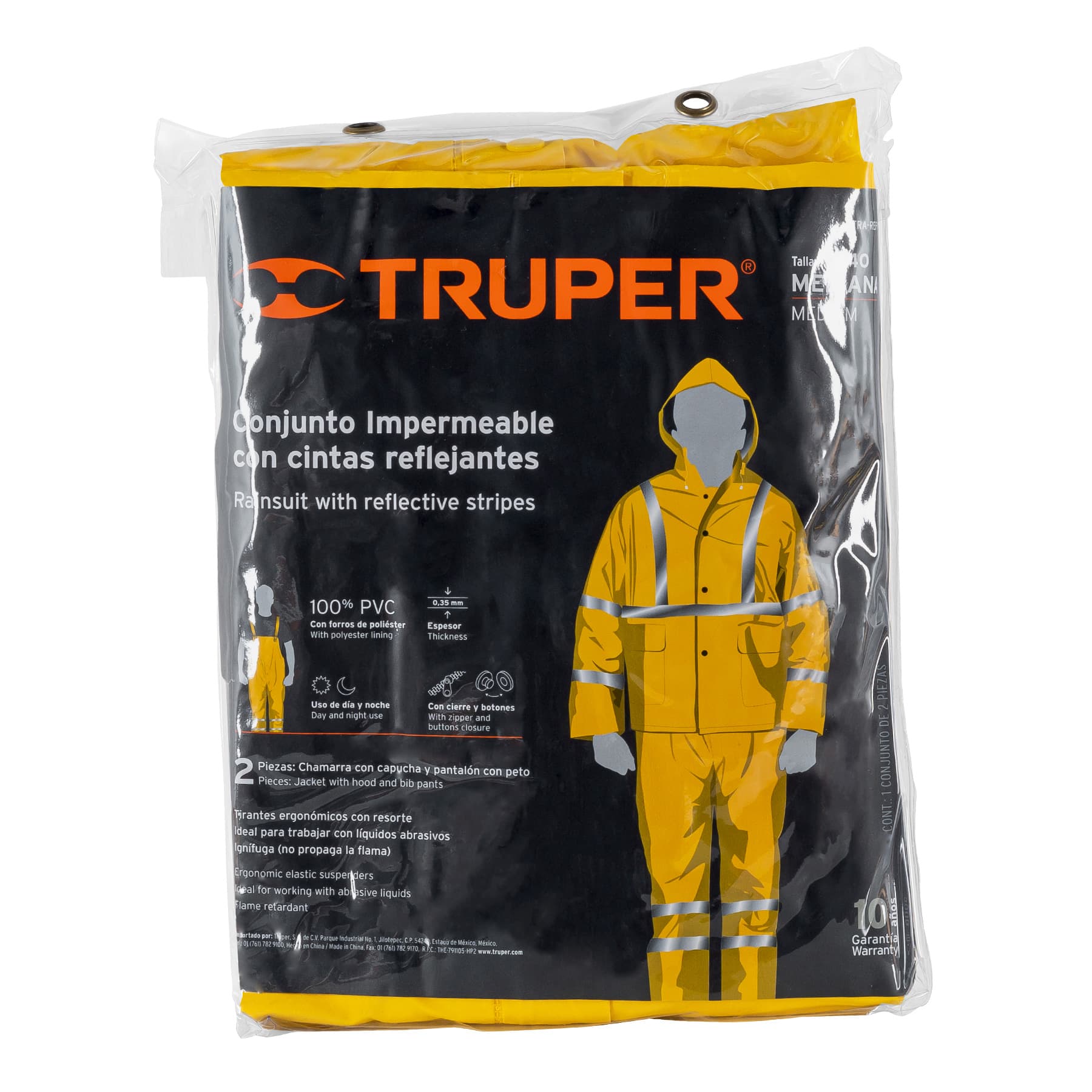 Conjunto impermeable doble capa amarillo con reflejante, M TRA-REF-M 18416 MM00