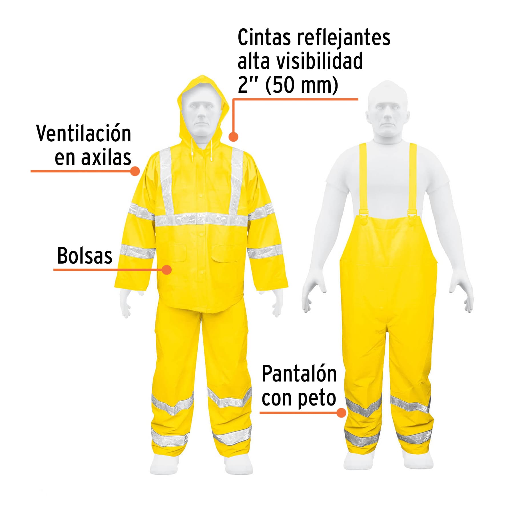 Conjunto impermeable doble capa amarillo con reflejante, CH TRA-REF-S 18415 MM00