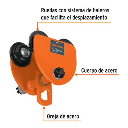 Trole de carga 1/2 ton para vigas IPS e IPR, ajustable TRO-1/2 101075 MM00