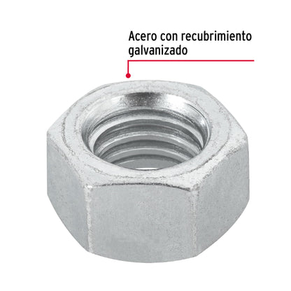 Blíster con 6 tuercas 1/2' hex de acero galvanizado, Fiero TUE-1/2A 40758 MM00