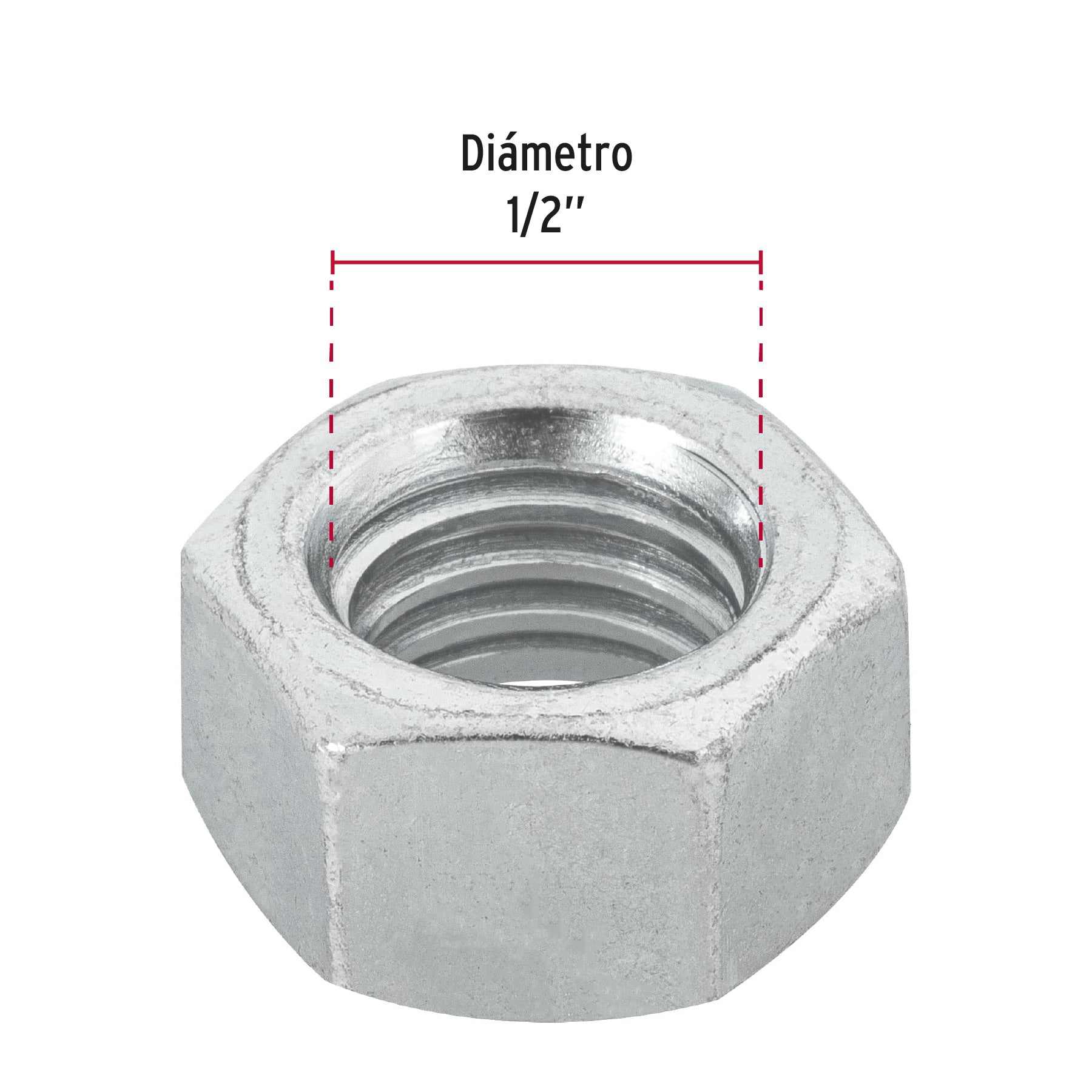 Blíster con 6 tuercas 1/2' hex de acero galvanizado, Fiero TUE-1/2A 40758 MM00