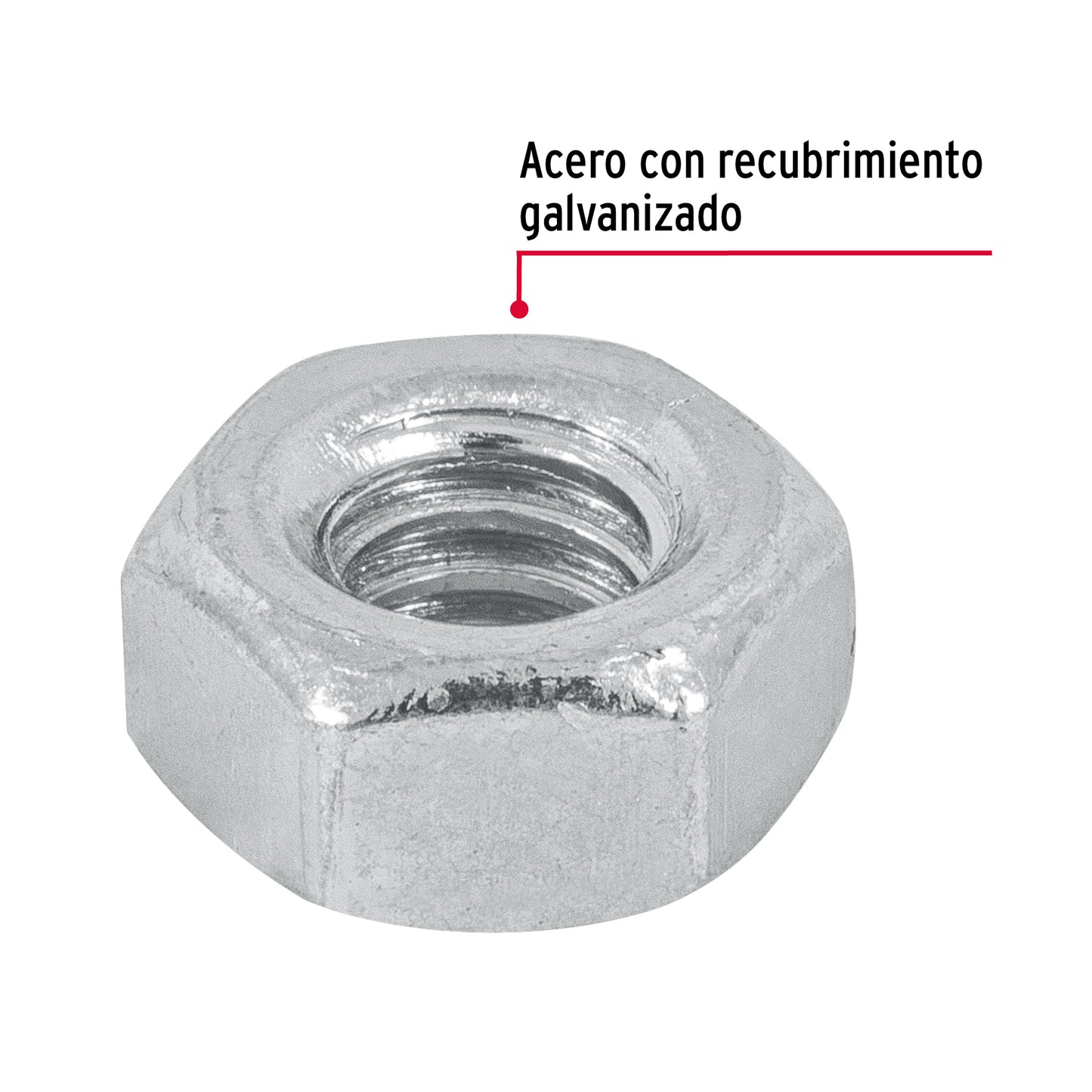 Blíster con 25 tuercas 1/4' hex de acero galvanizado, Fiero TUE-1/4A 40755 MM00