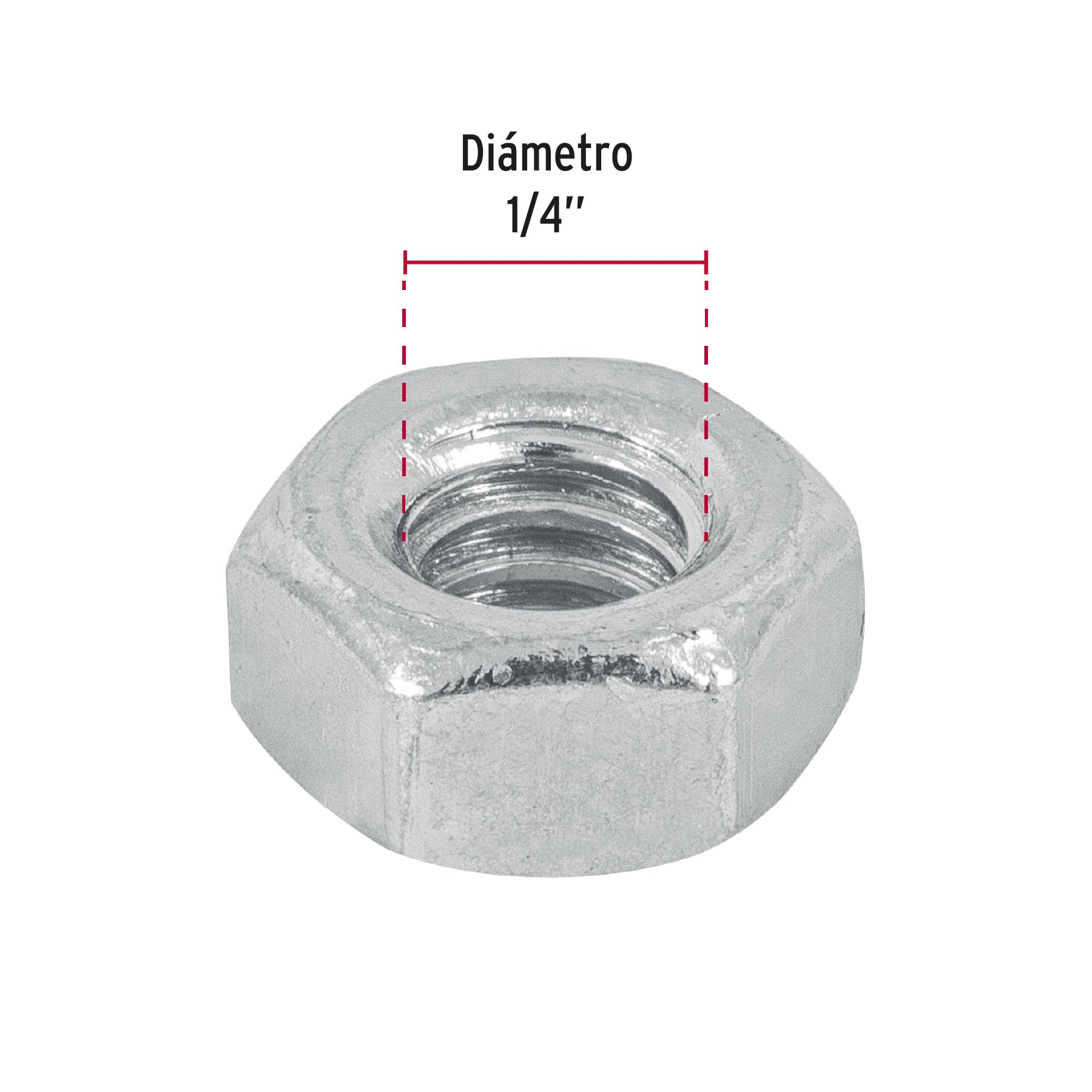 Blíster con 25 tuercas 1/4' hex de acero galvanizado, Fiero TUE-1/4A 40755 MM00