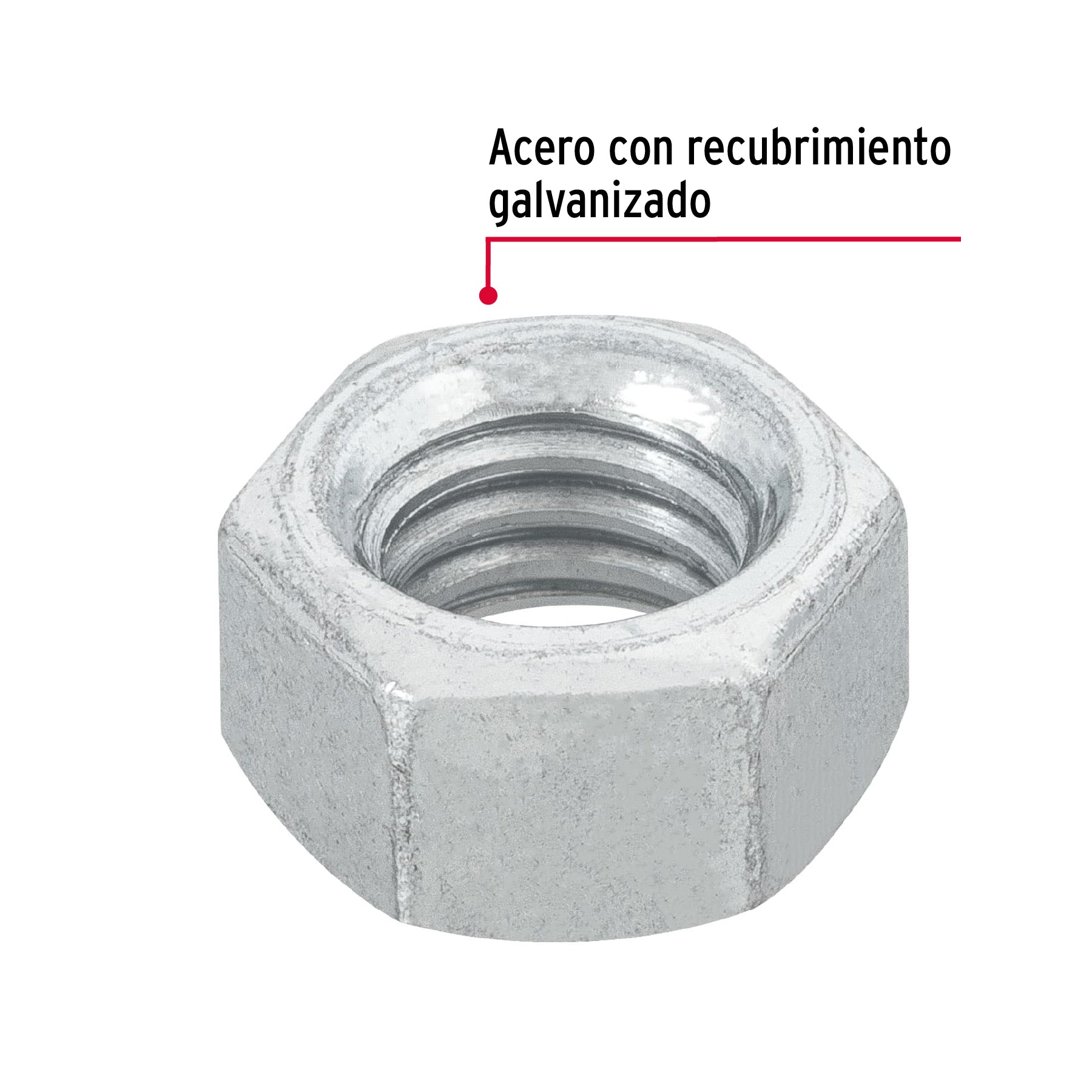 Bolsa con 100 tuercas 3/8' hexagonales de acero galvanizado TUE-3/8 44550 MM00