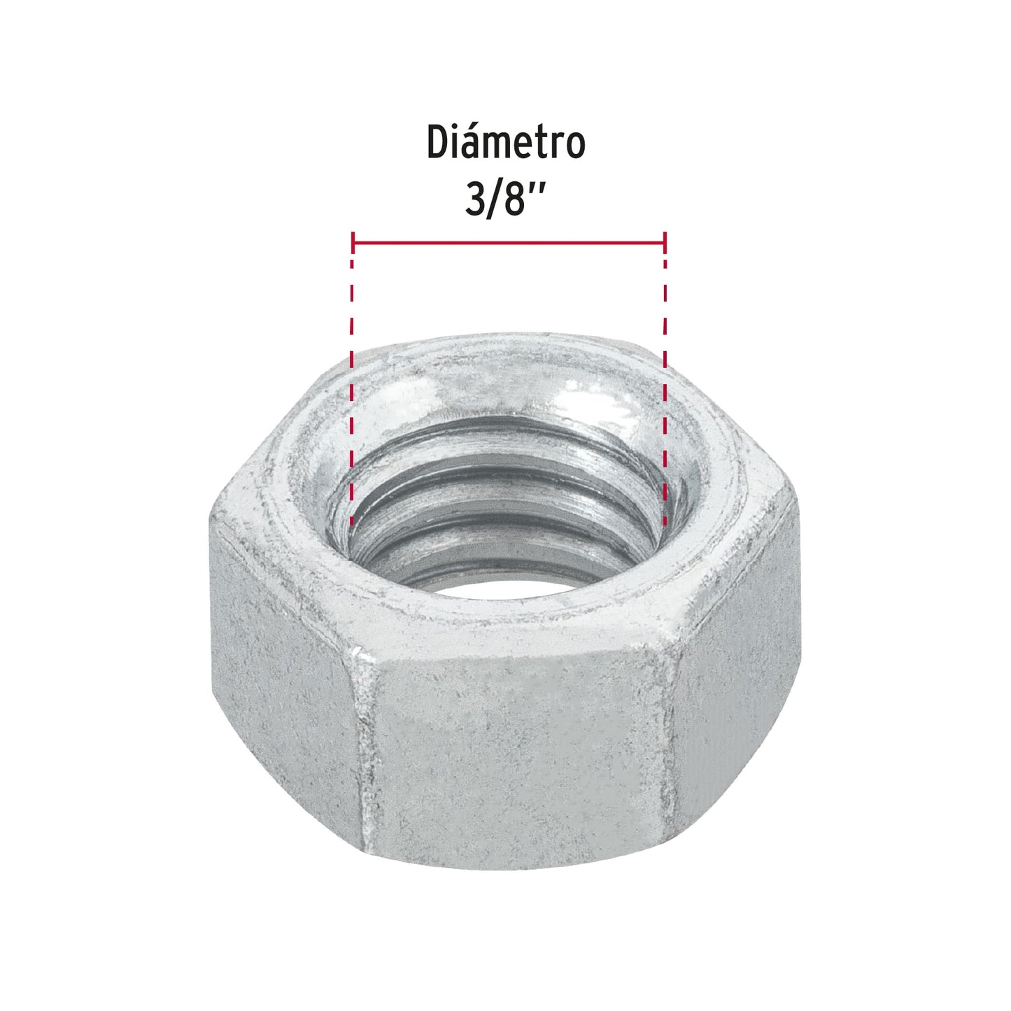 Bolsa con 100 tuercas 3/8' hexagonales de acero galvanizado TUE-3/8 44550 MM00