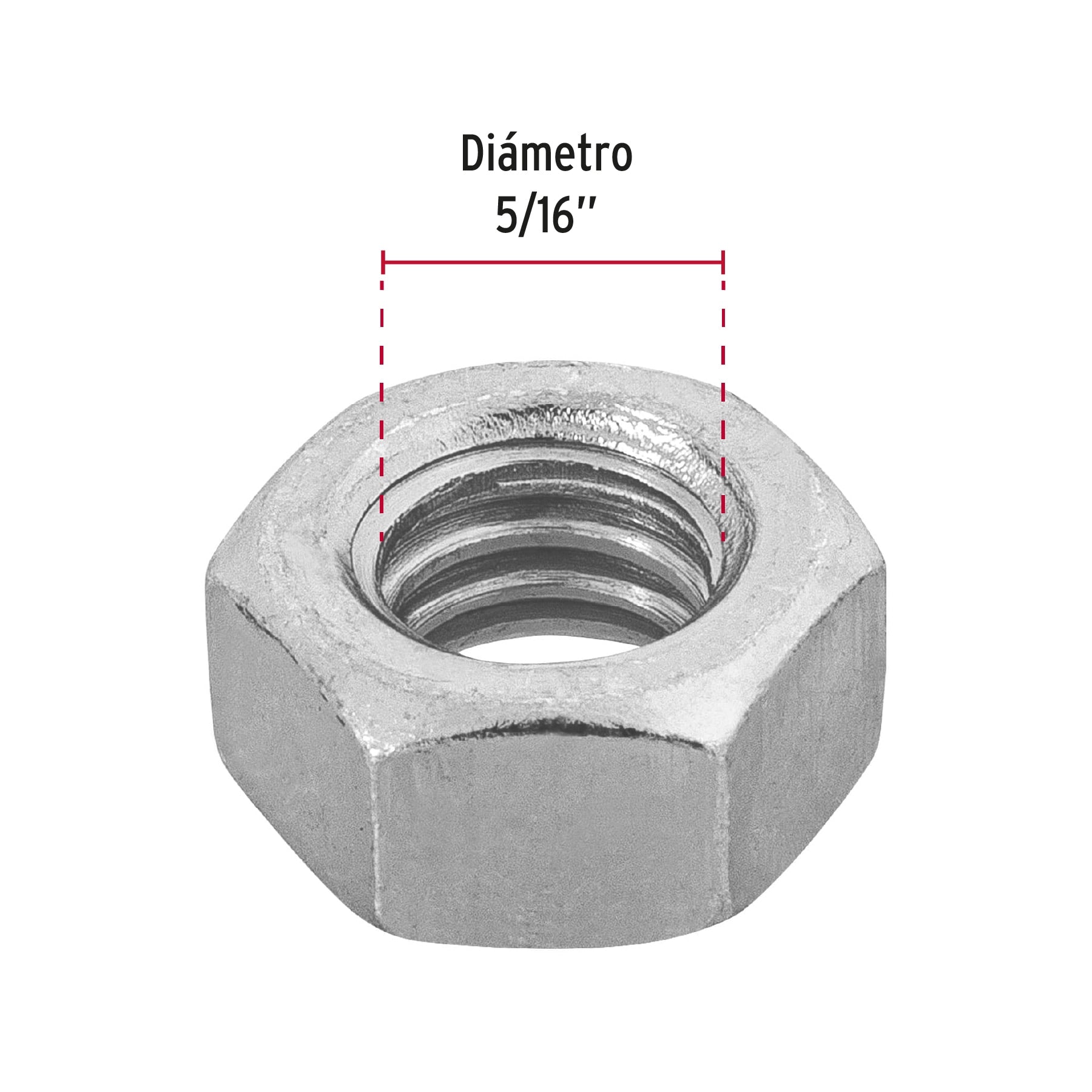 Bolsa con 150 tuercas 5/16' hexagonales de acero galvanizado TUE-5/16 44549 MM00