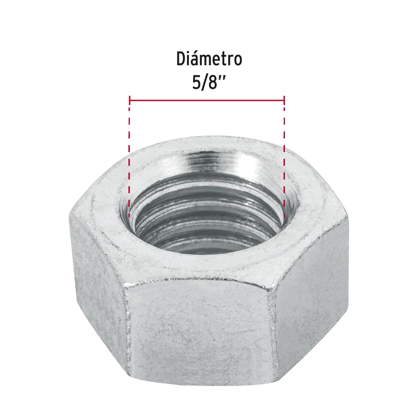 Bolsa con 25 tuercas 5/8' hexagonales de acero galvanizado TUE-5/8 44700 MM00