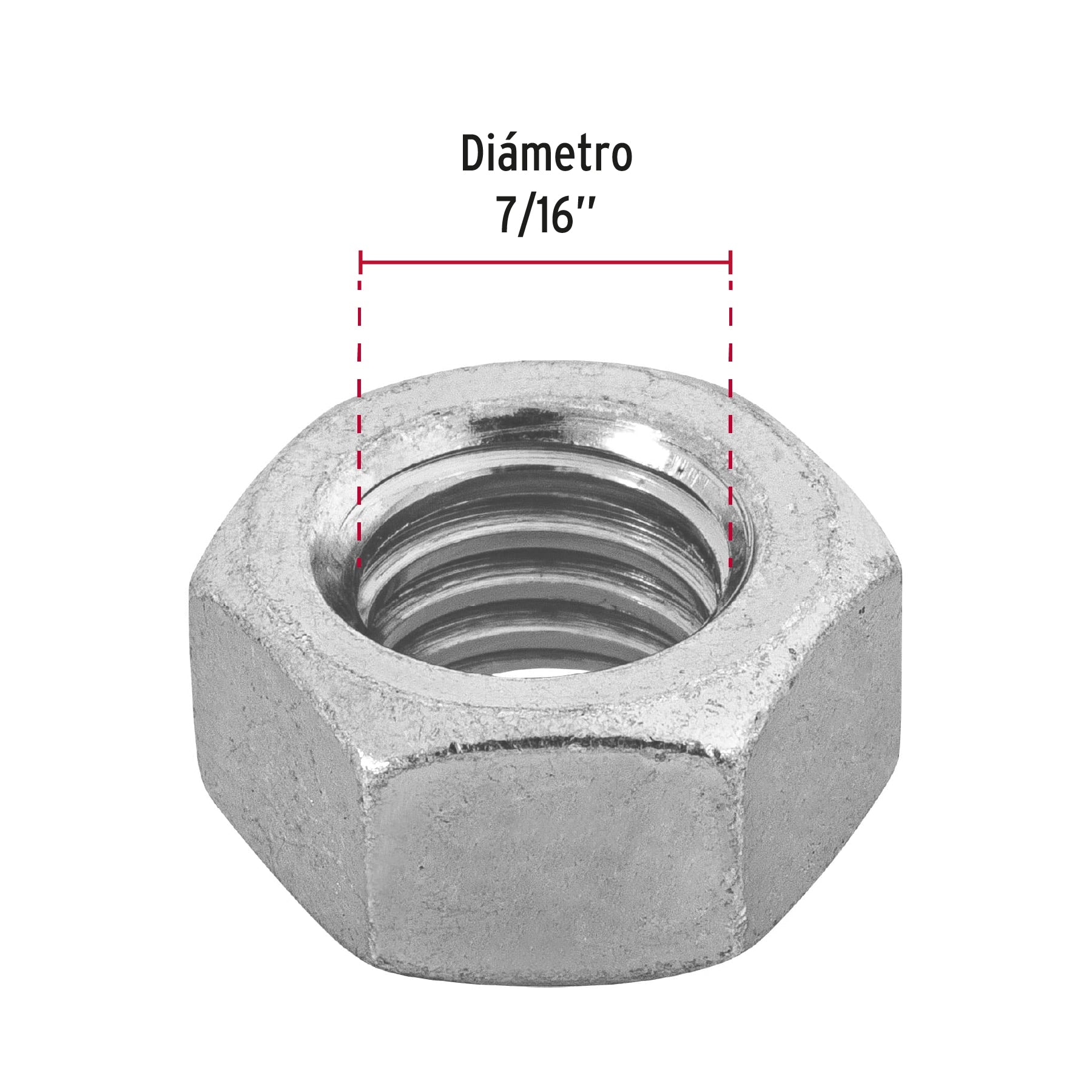 Bolsa con 60 tuercas 7/16' hexagonales de acero galvanizado TUE-7/16 44551 MM00