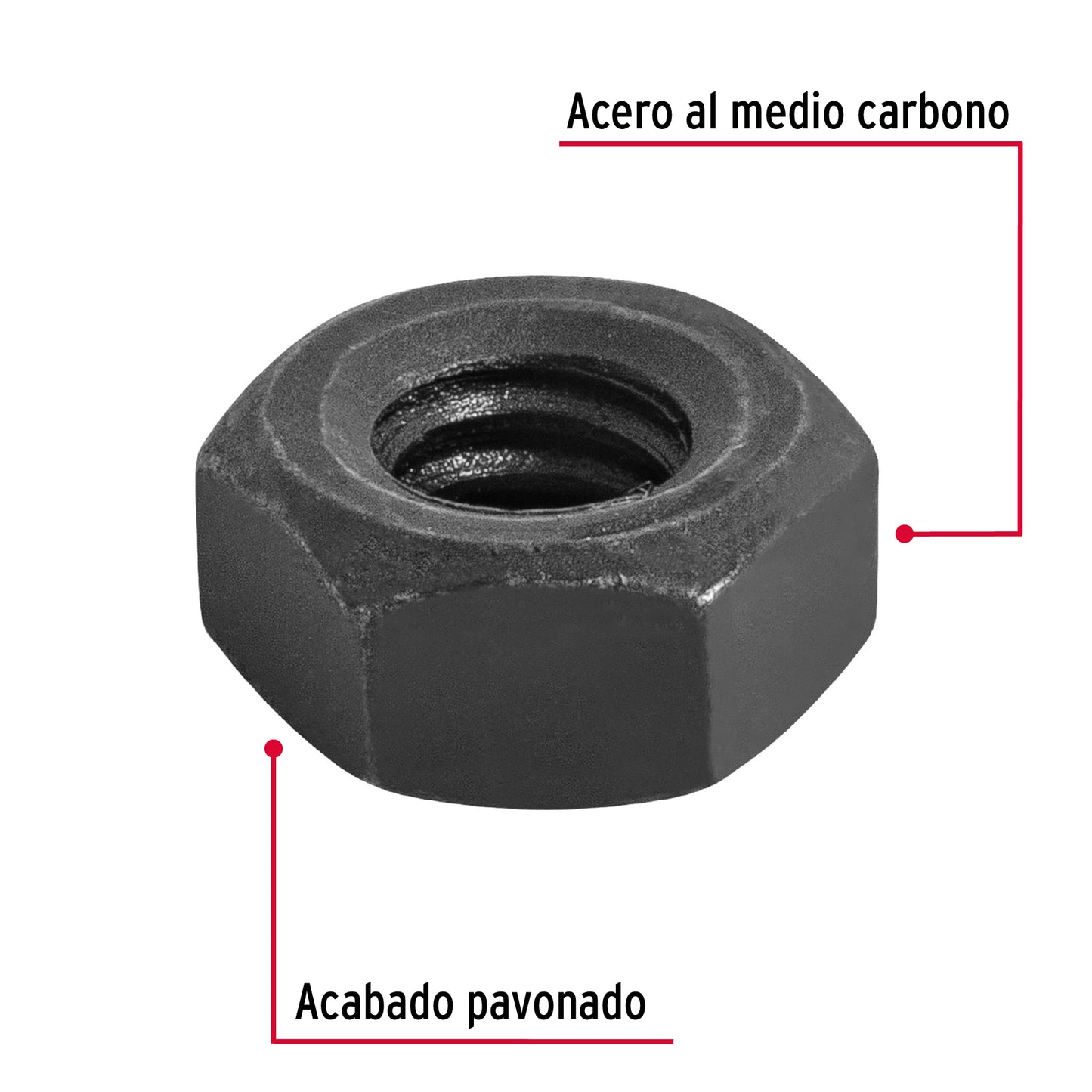 Bolsa con 250 tuercas 1/4' hexagonales pavonadas, grado 5 TUE5-1/4 44695 MM00