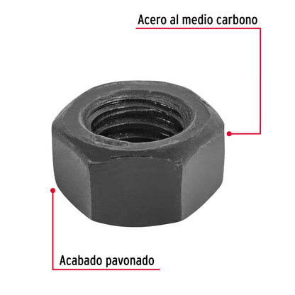 Bolsa con 100 tuercas 3/8' hexagonales pavonadas, grado 5 TUE5-3/8 44697 MM00