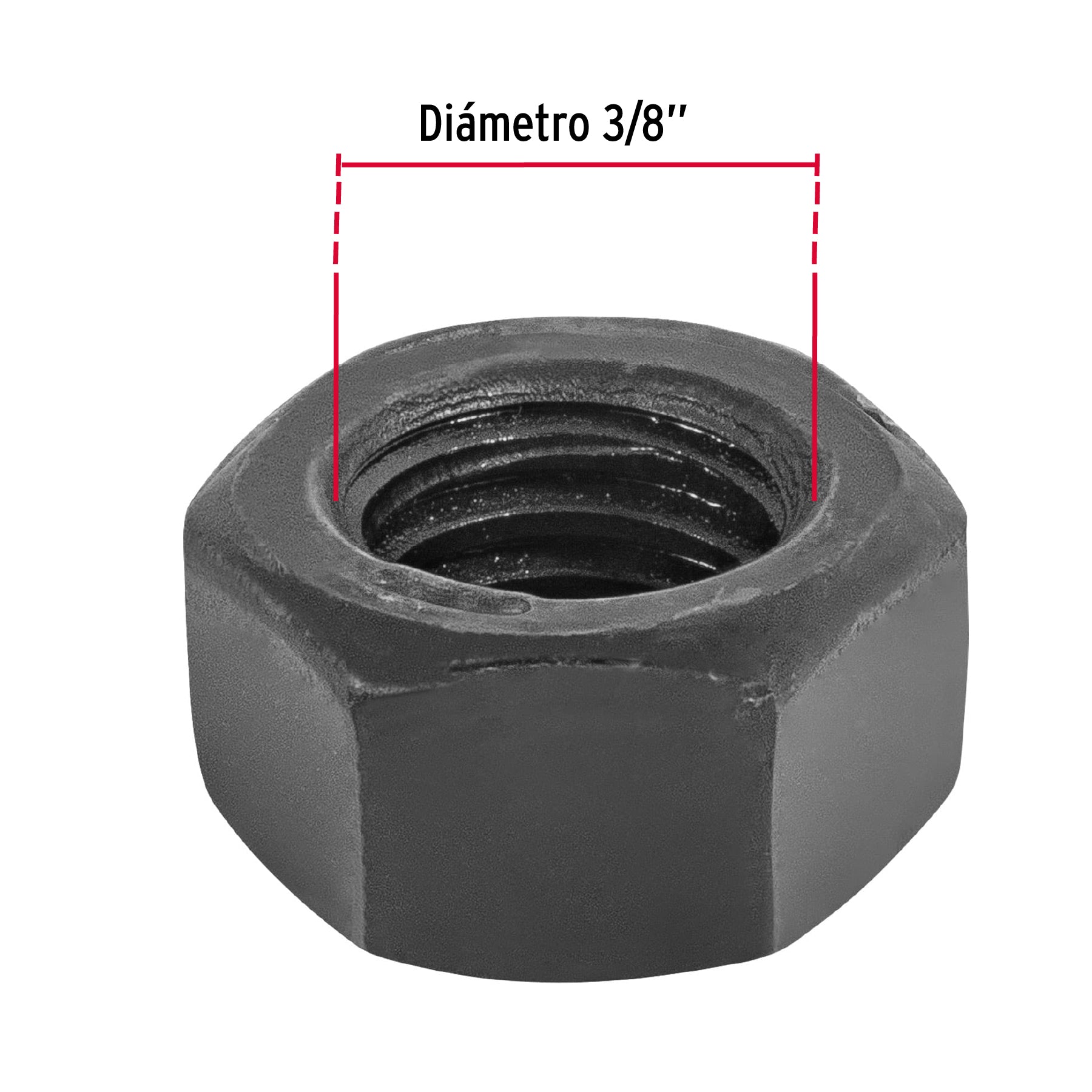 Bolsa con 100 tuercas 3/8' hexagonales pavonadas, grado 5 TUE5-3/8 44697 MM00