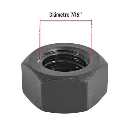 Bolsa con 60 tuercas 7/16' hexagonales pavonadas, grado 5 TUE5-7/16 44698 MM00