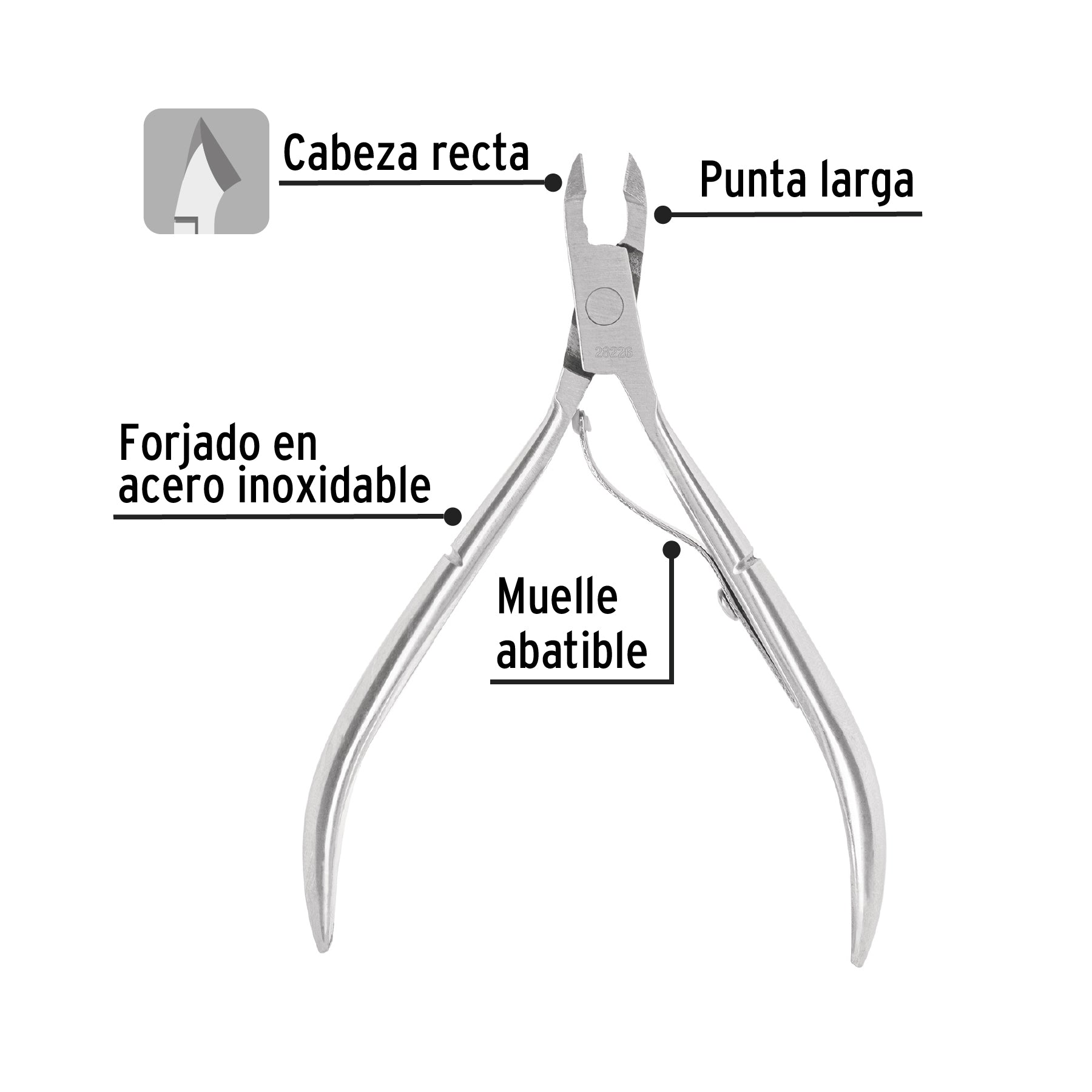 Alicate para manicure 4', cabeza recta, Pretul UNA-240P 28226 MM00