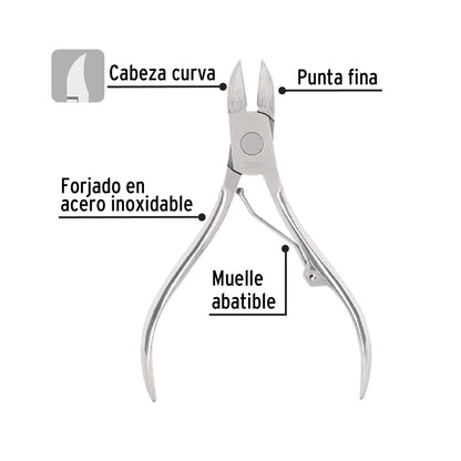 Alicate para pedicure 4', cabeza curva, Pretul UNA-340P 28231 MM00