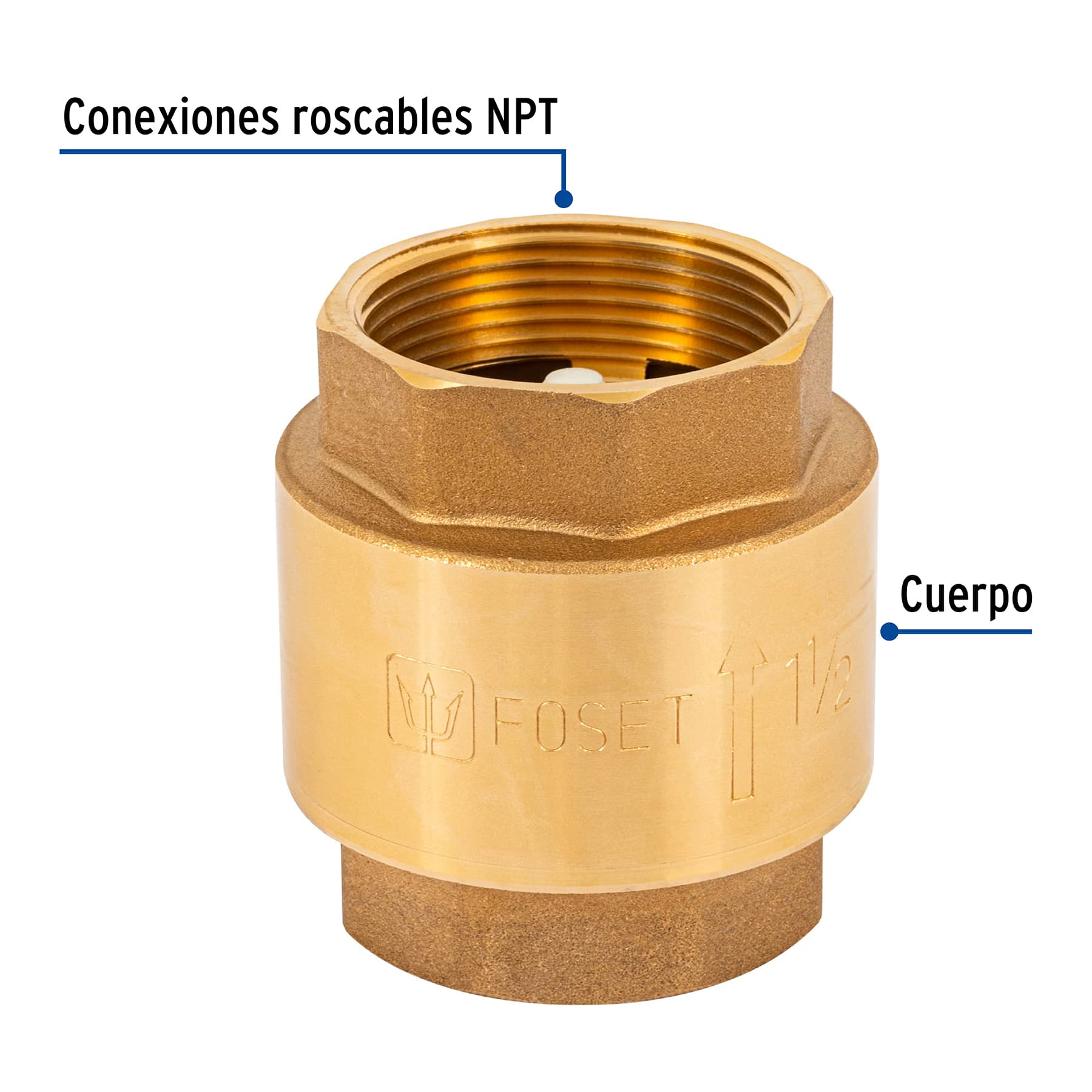 Válvula de retención de latón 1-1/2', Foset VARE-1-1/2 49069 MM00