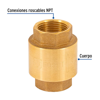 Válvula de retención de latón de 3/4', Foset VARE-3/4 49066 MM00