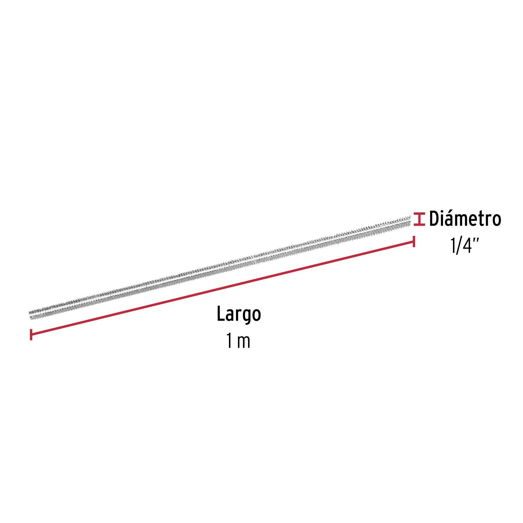 Varilla roscada de 1 m x 1/4', Fiero VARO-1/4 42411 MM00