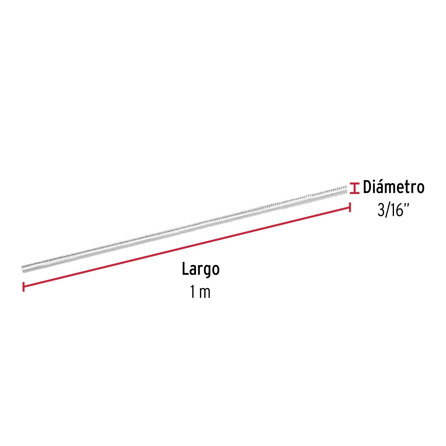 Varilla roscada de 1 m x 3/16', Fiero VARO-3/16 42410 MM00