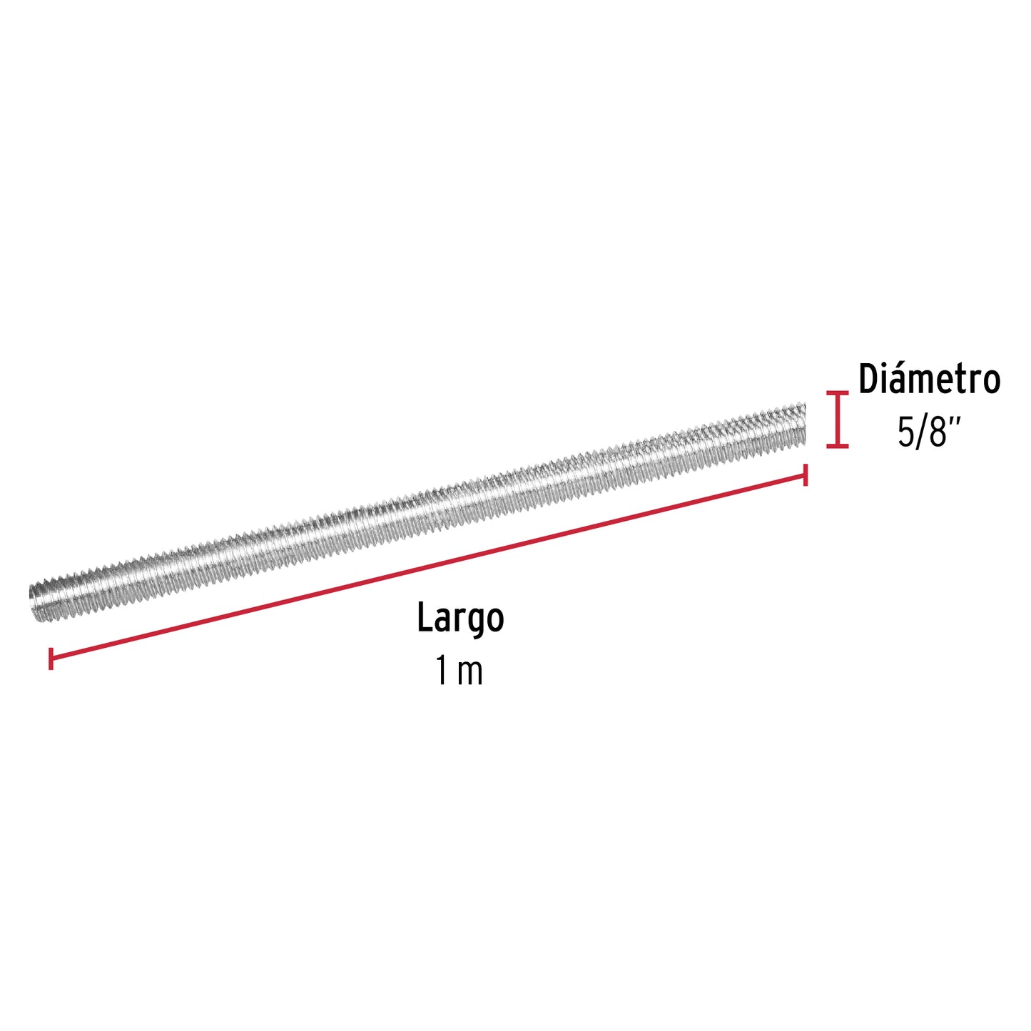 Varilla roscada de 1 m x 5/8', Fiero VARO-5/8 42416 MM00