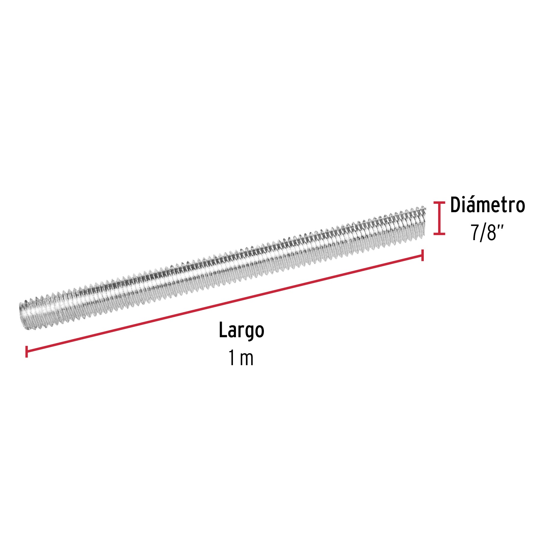 Varilla roscada de 1 m x 7/8', Fiero VARO-7/8 42418 MM00