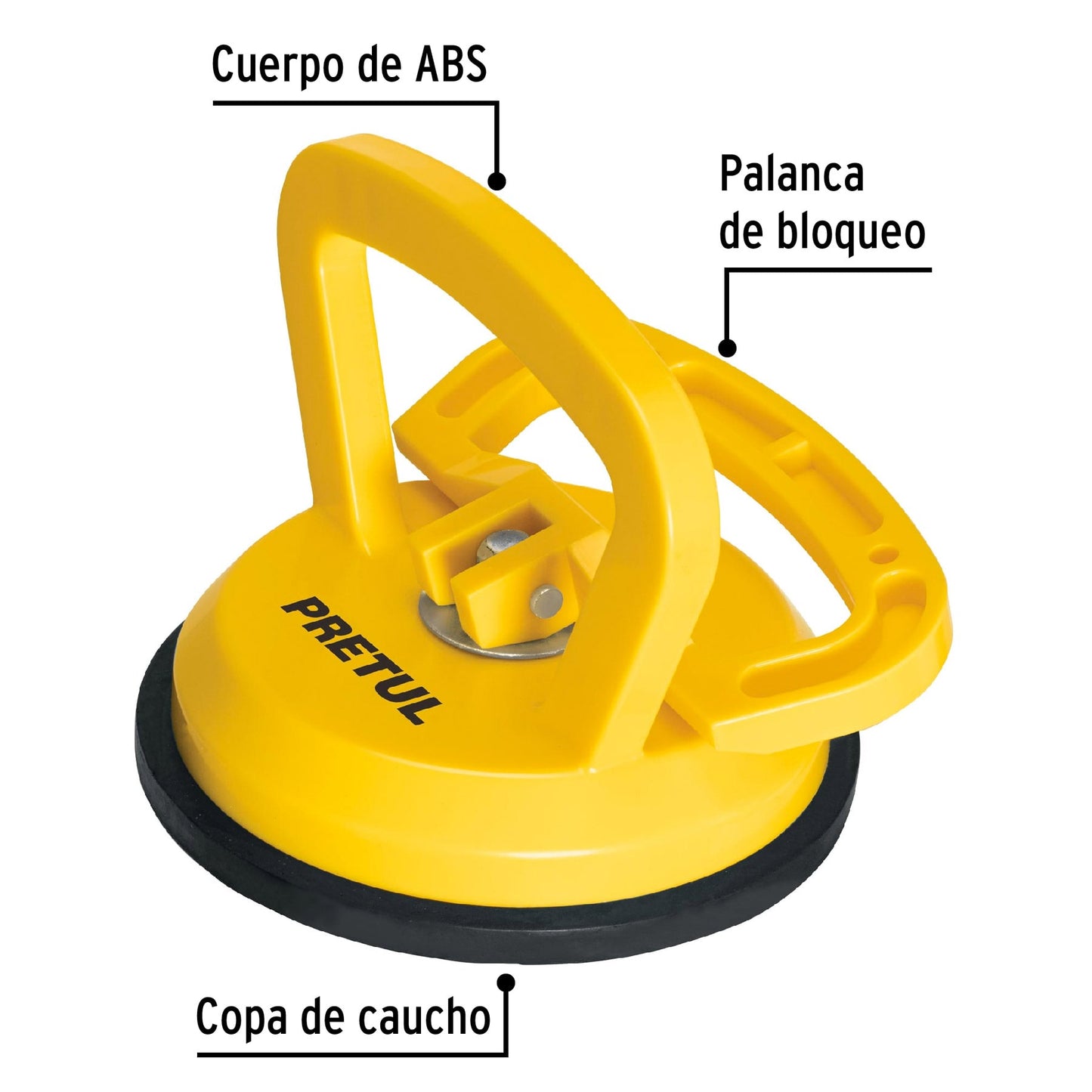 Ventosa de plástico para vidrio, 1 copa de succión, Pretul VEVI-1 23050 MM00