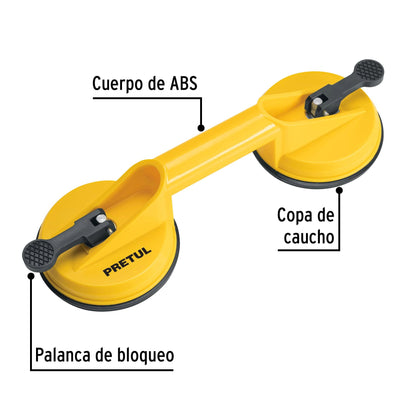 Ventosa de plástico para vidrio, 2 copas de succión, Pretul VEVI-2 23051 MM00