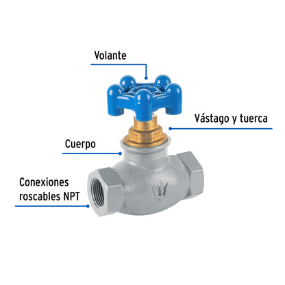 Válvula globo de hierro para gas LP,3/4', Foset VGC-GL-3/4 47658 MM1