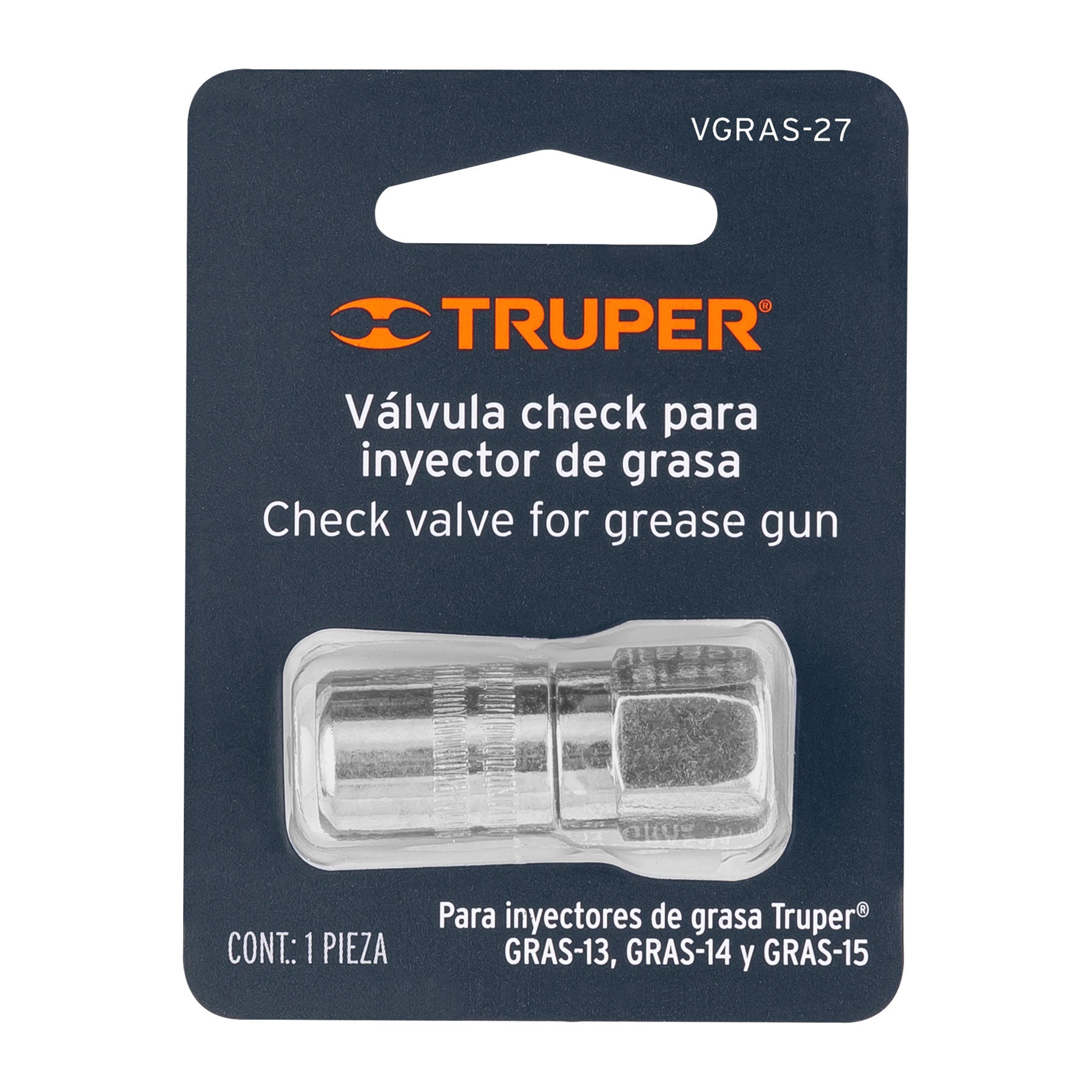 Válvula check para inyectores de grasa, Truper VGRAS-27 14926 MM00