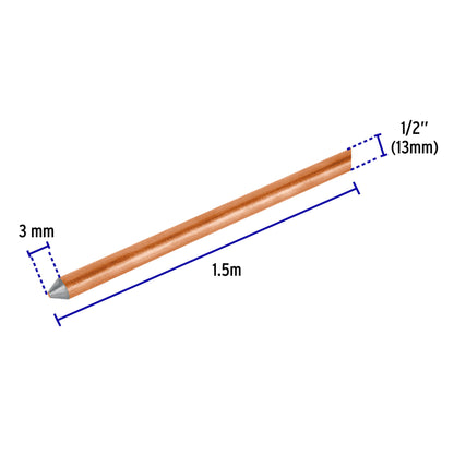 Varilla de 1.5 m, acero revestido de cobre, de 1/2' Volteck VT-15 46124 MM1