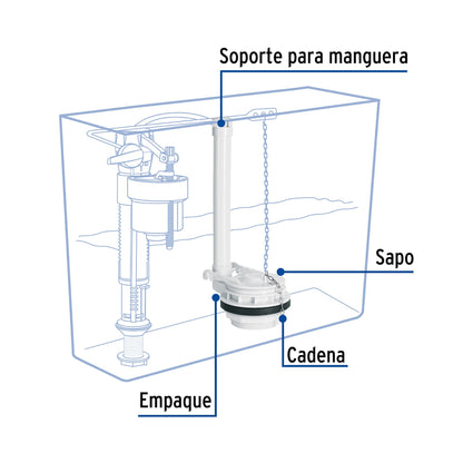 Válvula de descarga 3' para WC de 2 pzas, cadena inox, Foset VW-010 46286 MM0