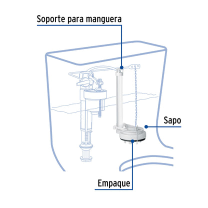 Válvula de descarga 3' para WC de 1 pza, cadena inox, Foset VW-011 46287 MM0