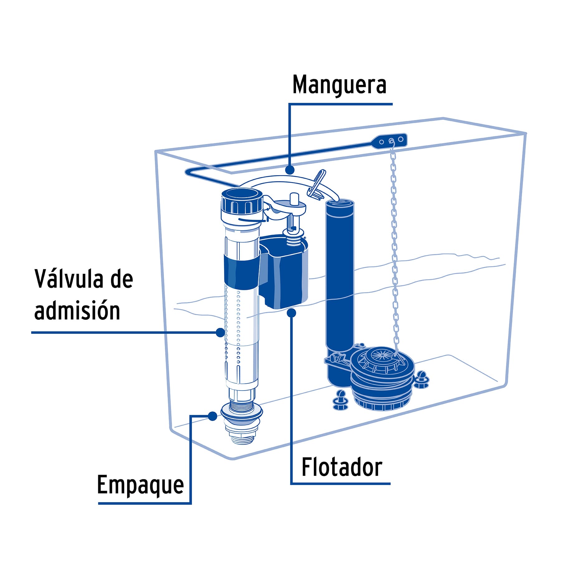 Válvula de llenado, ajustable, de plástico para tanque bajo VW-205 49338 MM0