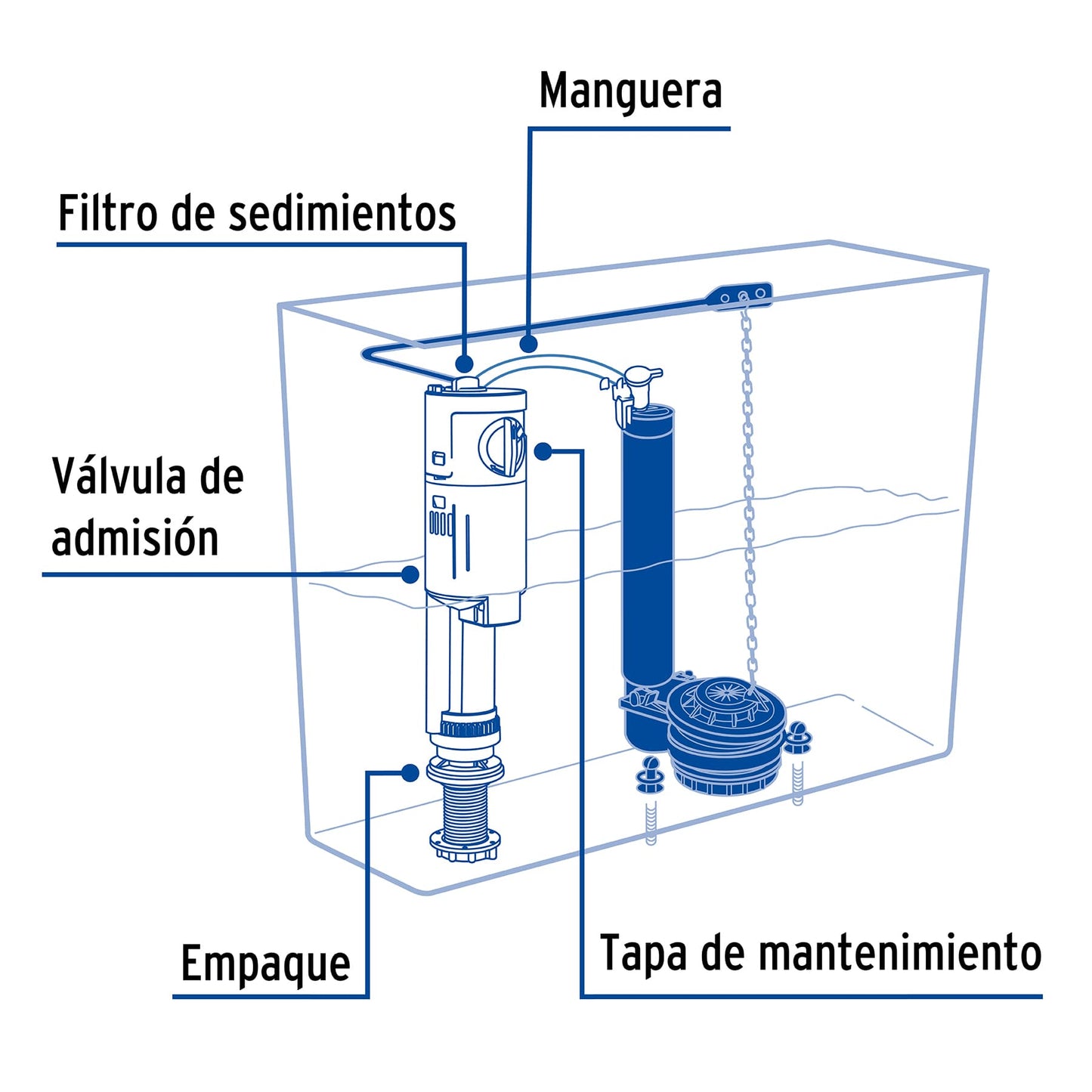 Válvula universal de llenado para WC, Foset VW-208 46298 MM0