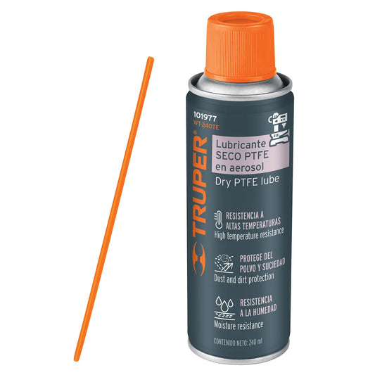 Lubricante seco PTFE en aerosol 240 ml, Truper WT-240TE 101977 MM00