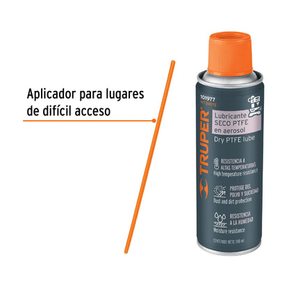 Lubricante seco PTFE en aerosol 240 ml, Truper WT-240TE 101977 MM00