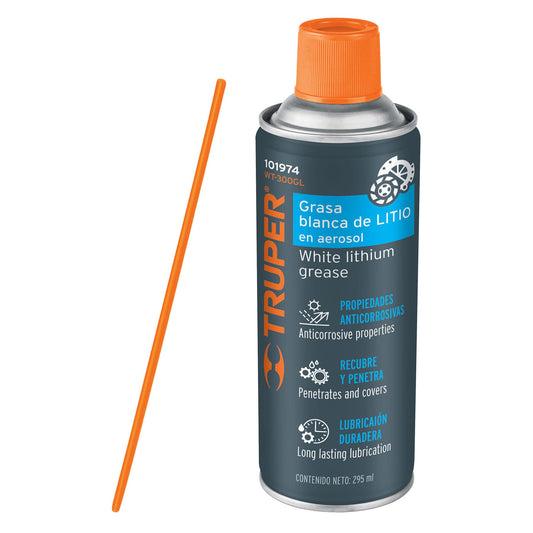 Grasa blanca de litio en aerosol 295 ml, Truper WT-300GL 101974 MM00