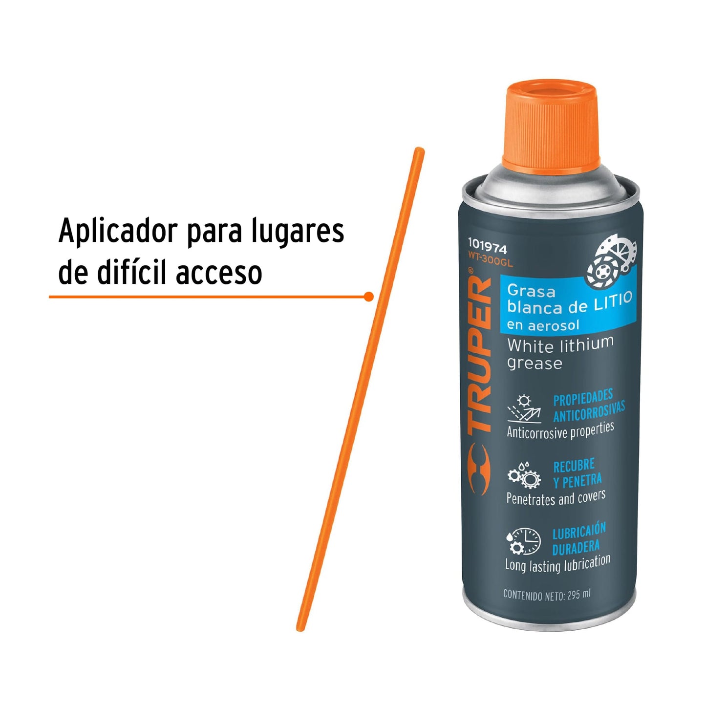 Grasa blanca de litio en aerosol 295 ml, Truper WT-300GL 101974 MM00