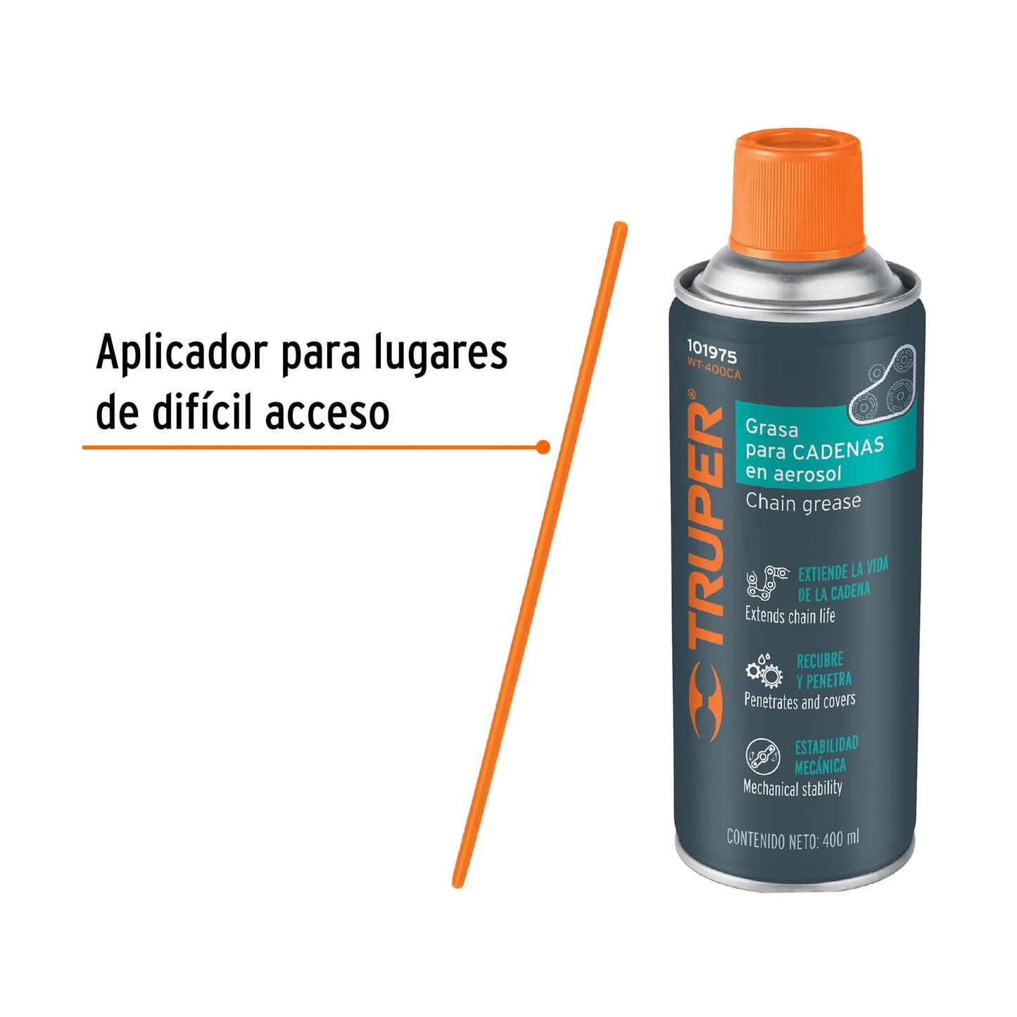 Lubricante de cadenas en aerosol 400 ml, Truper WT-400CA 101975 MM00