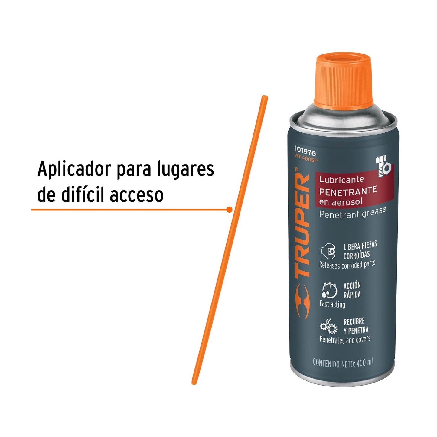 Lubricante penetrante en aerosol 400 ml, Truper WT-400SP 101976 MM00