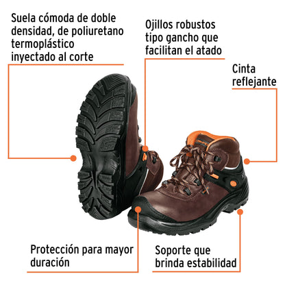 Bota de seguridad café, #25 dieléctrica antifatiga, Truper ZC-425C 15471 MM0