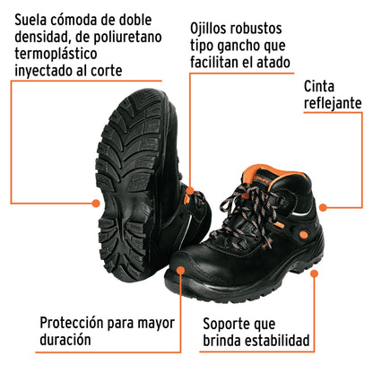 Bota de seguridad negra, #28 dieléctrica antifatiga, Truper ZC-428N 15495 MM0