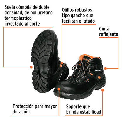 Bota de seguridad negra, #29 dieléctrica antifatiga, Truper ZC-429N 15496 MM0