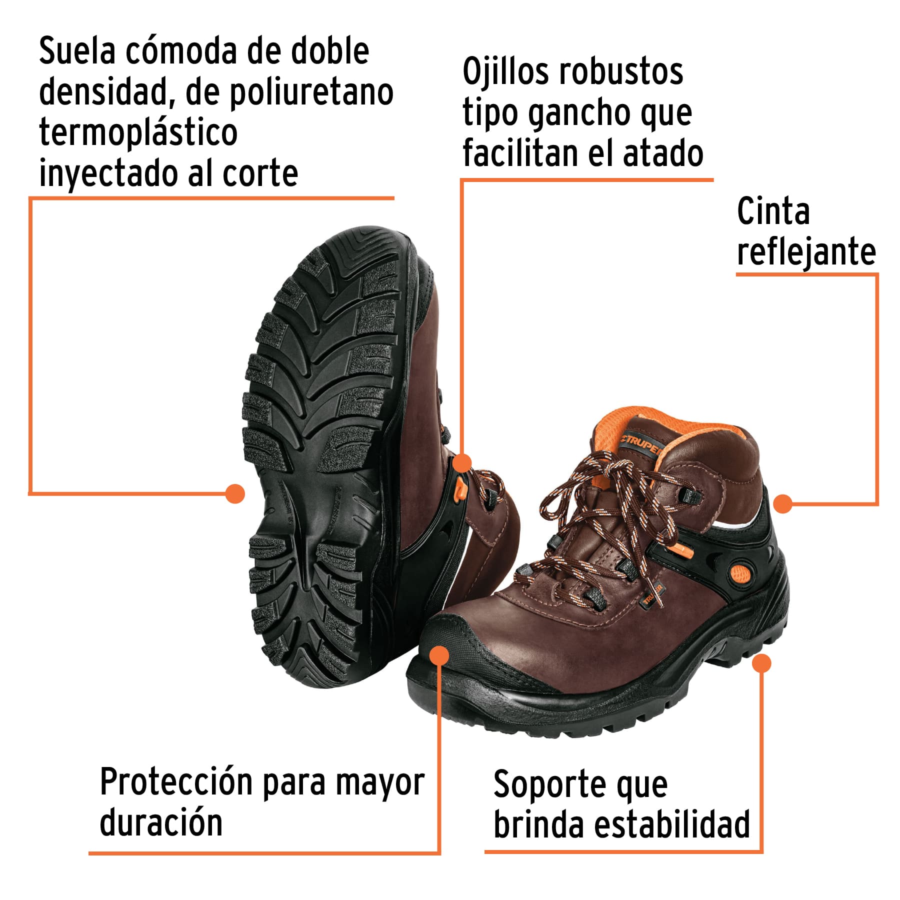 Bota de seguridad café, #30 dieléctrica antifatiga, Truper ZC-430C 15476 MM0