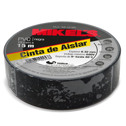 Cinta de aislar,  15 mts x 19 mm, color negro (caja 120 pzas)